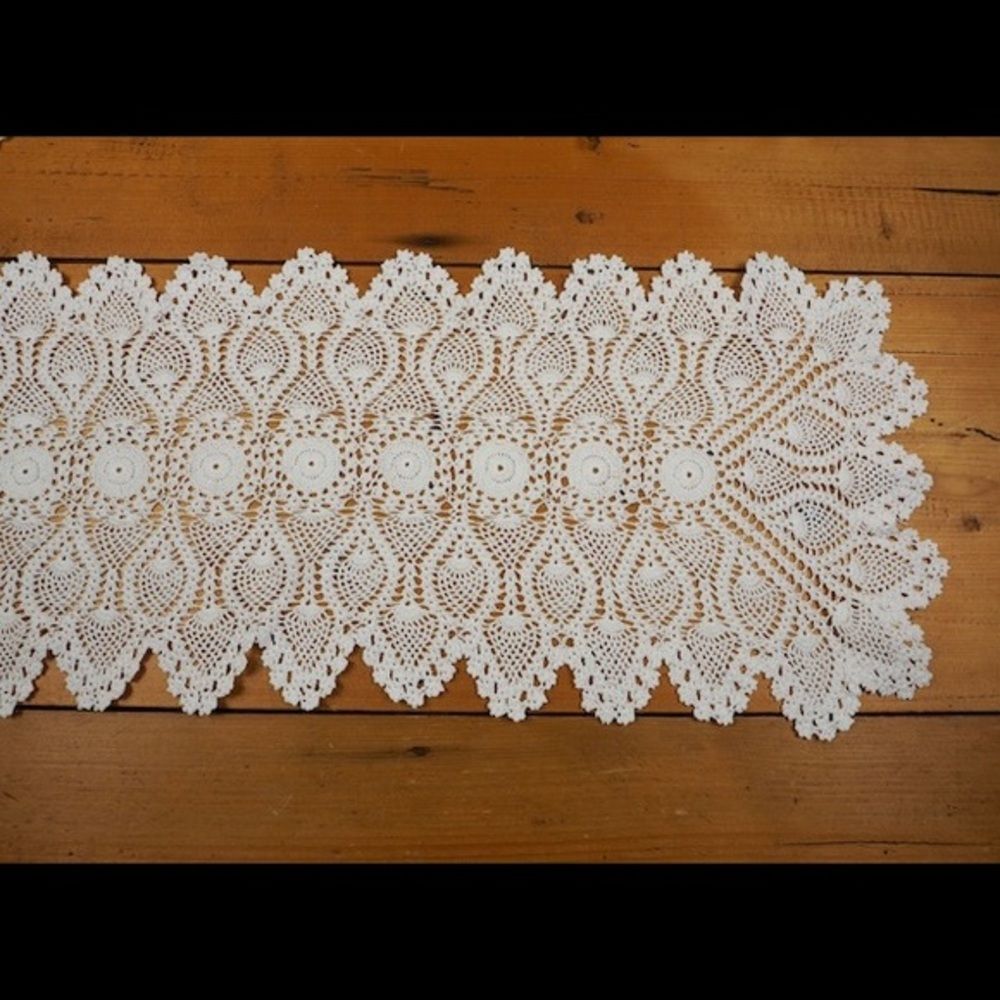 WHITE Hand Crocheted Lace Doily Set
